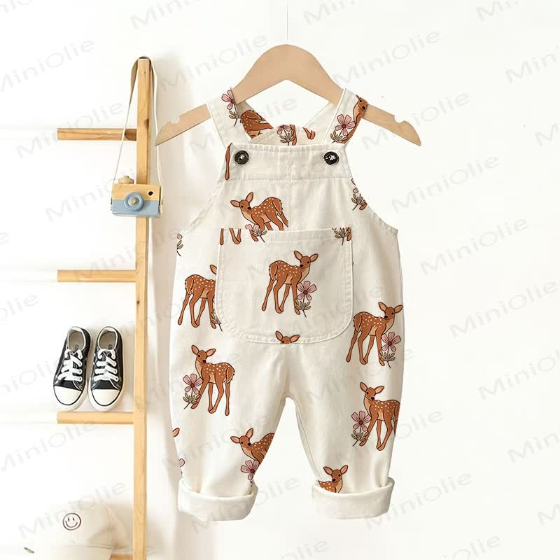 Baby Toddler Sika Deer Overalls - Beige - 3-5T - image 1