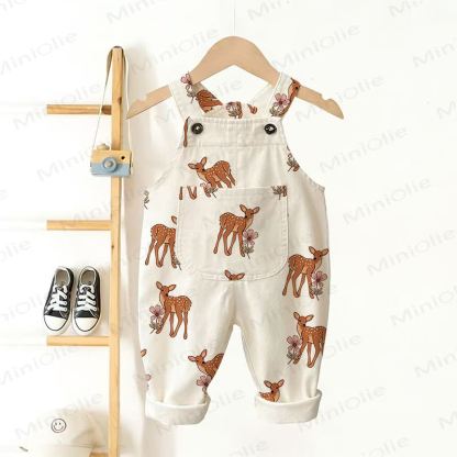 Baby Toddler Sika Deer Overalls - Beige - 3-5T - image 1