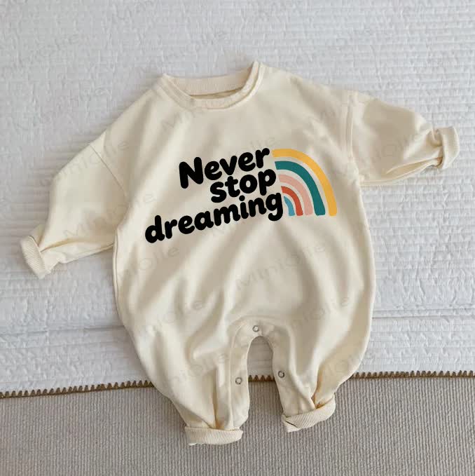 NEVER STOP DREAMING Baby Toddler Rainbow Beige Romper - Beige - 2-3T - image 1
