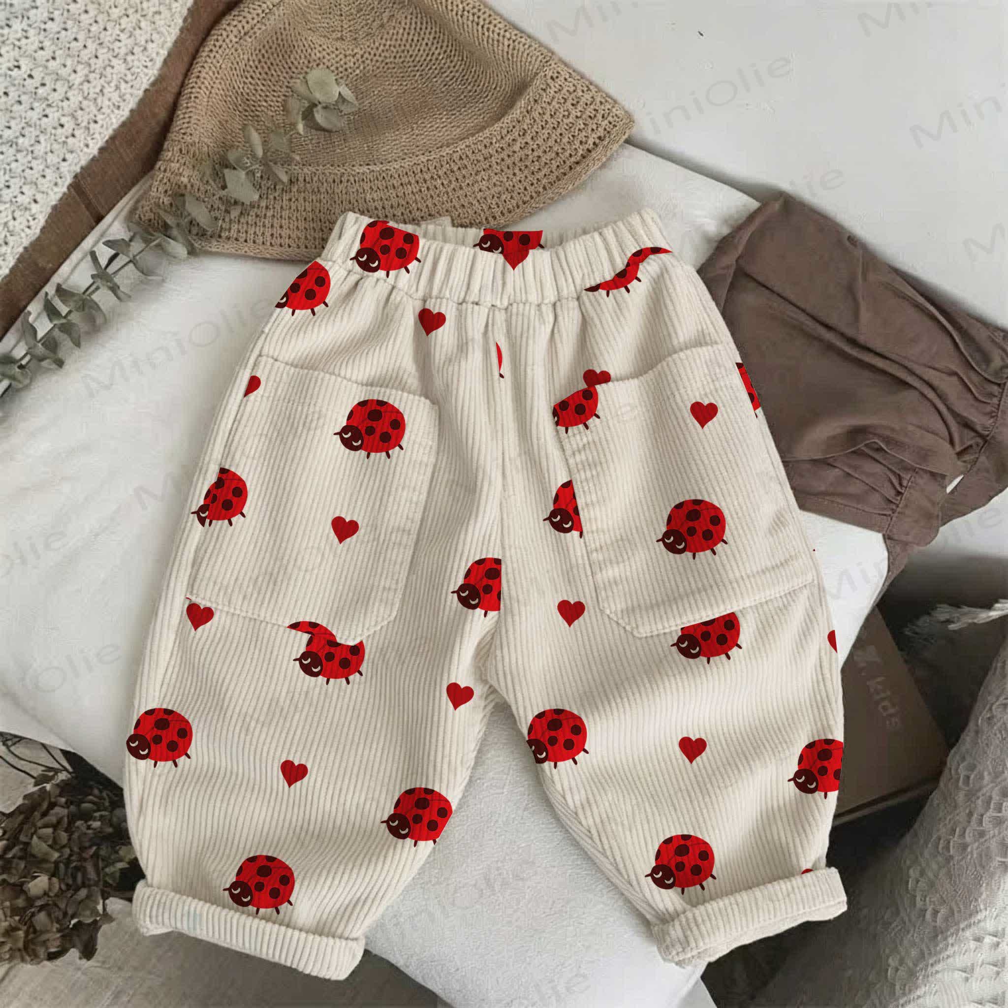 Baby Toddler Beige Beetle Print Corduroy Pants - Beige - 5-7T - image 1