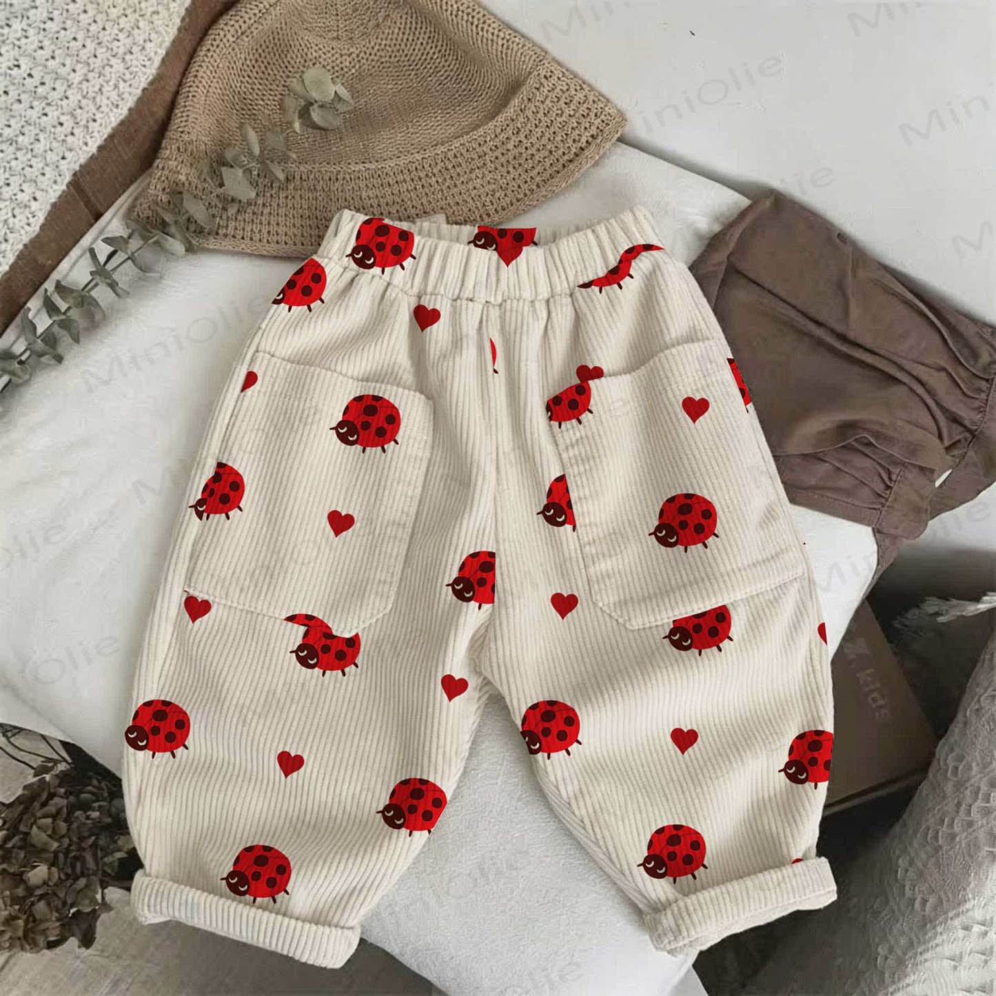 Baby Toddler Beige Beetle Print Corduroy Pants - Beige - 5-7T - image 1