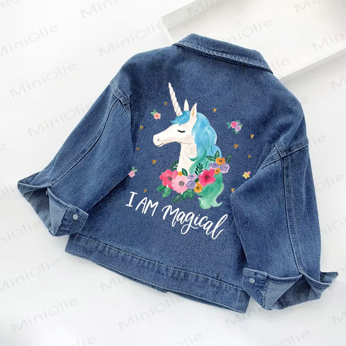 I AM MAGICAL Toddler Kid Unicorn Denim Jacket - Blue - 10-11T - image 1