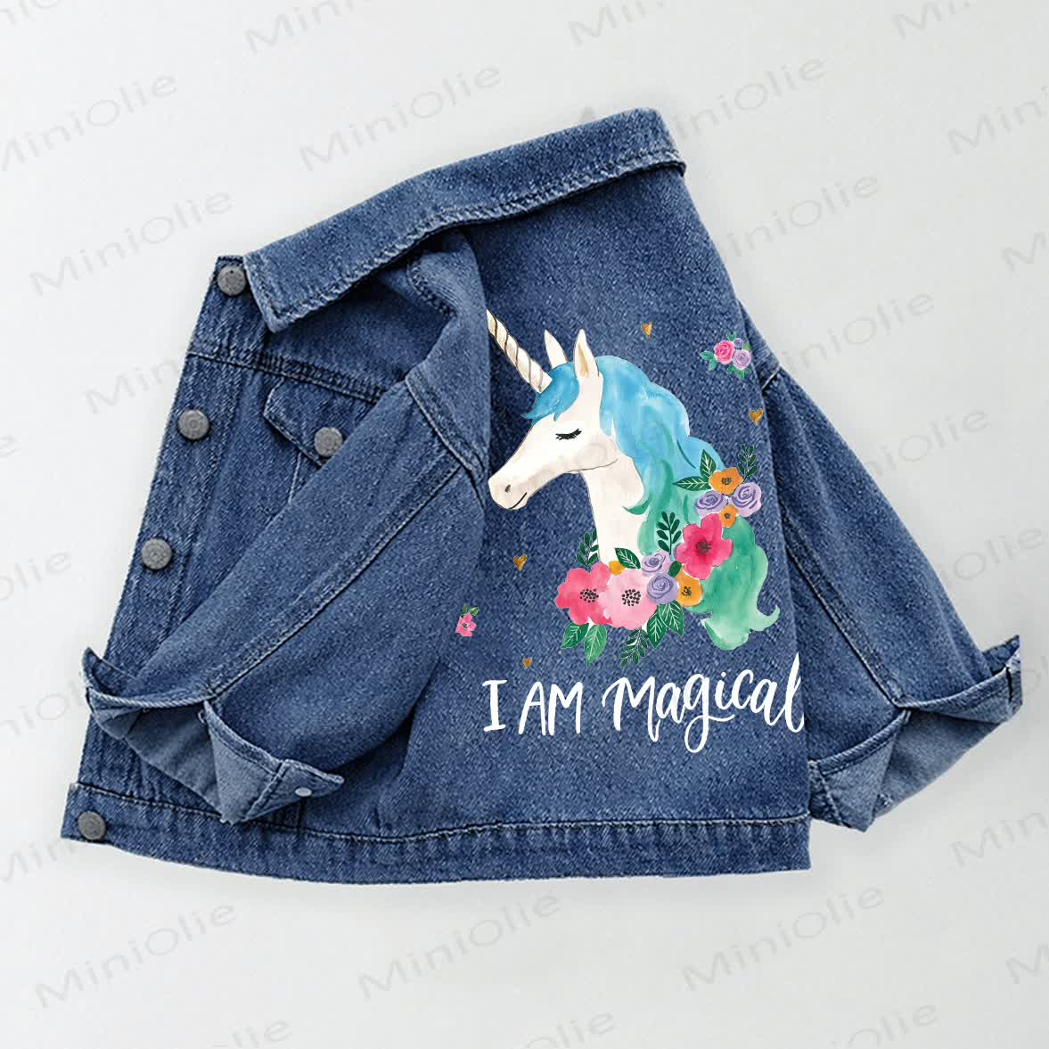 I AM MAGICAL Toddler Kid Unicorn Denim Jacket - image 2