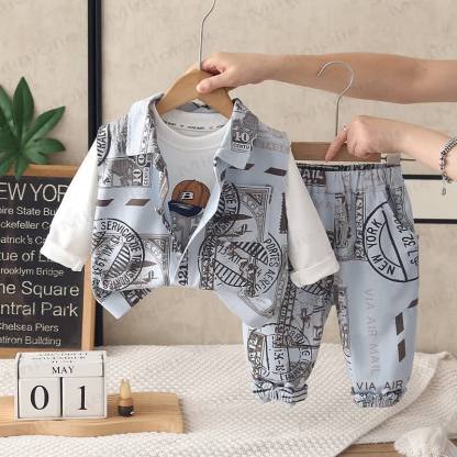 Baby Toddler Airmail Stamp Print 3-piece Set - Blue - 4-5T - image 2
