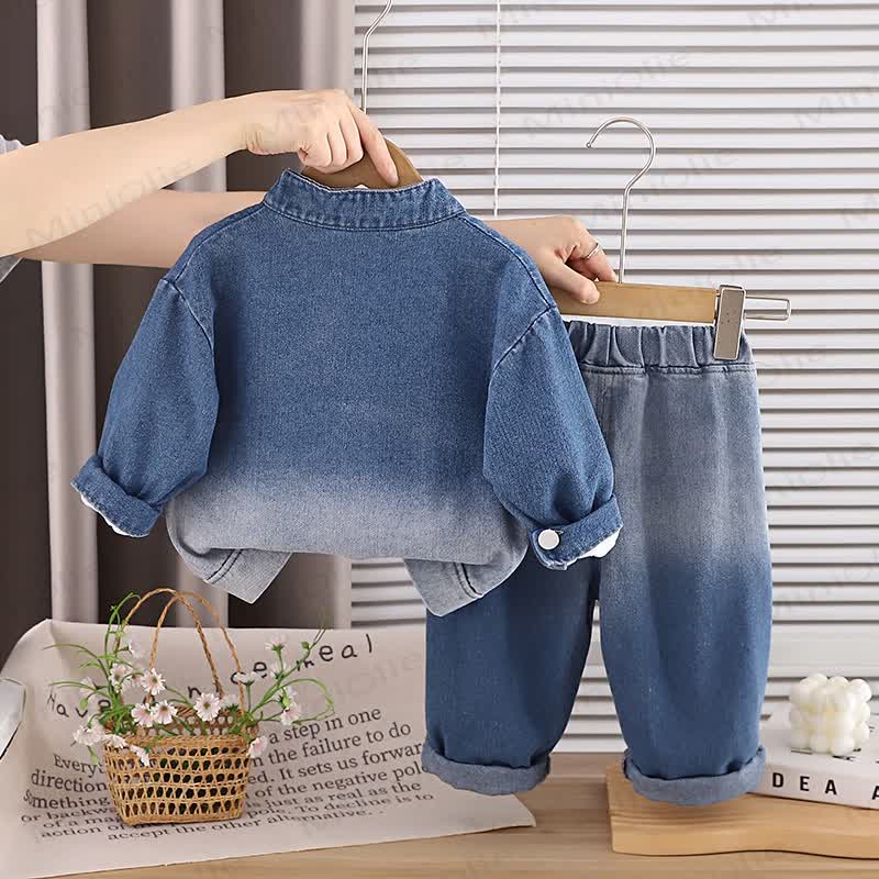 Toddler Baby Star Print Denim 3-piece Set - image 4