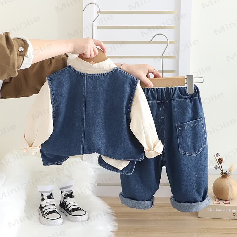 Toddler Vintage Utility Shirt Vest and Pants 3-piece Set - image 5