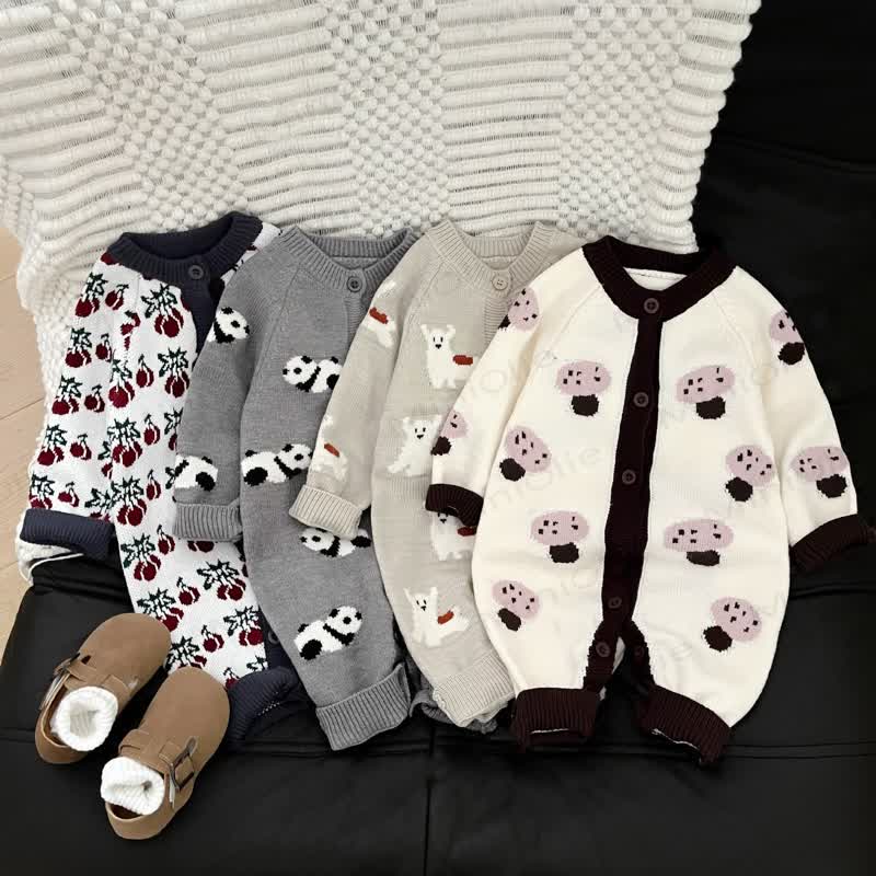 Baby Grey Animal Jacquard Romper - image 1
