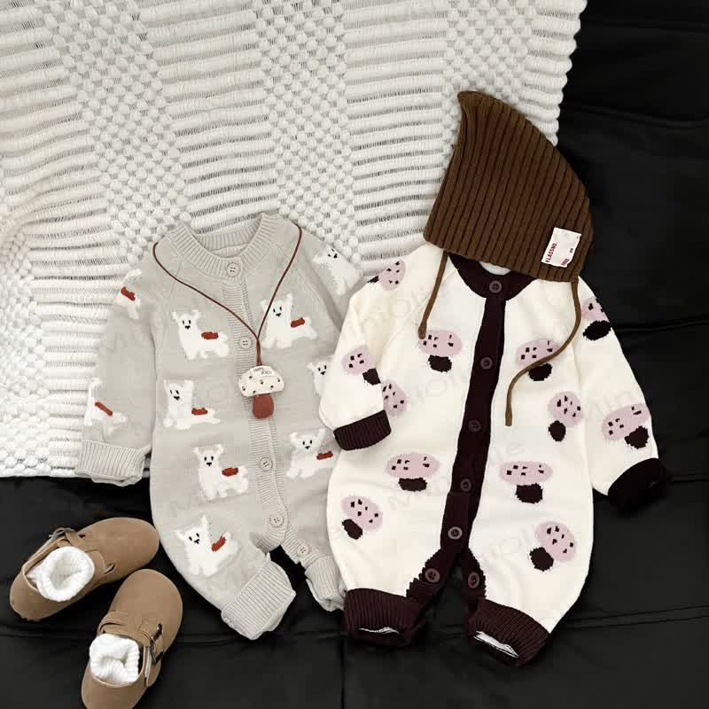 Baby Grey Animal Jacquard Romper - image 2