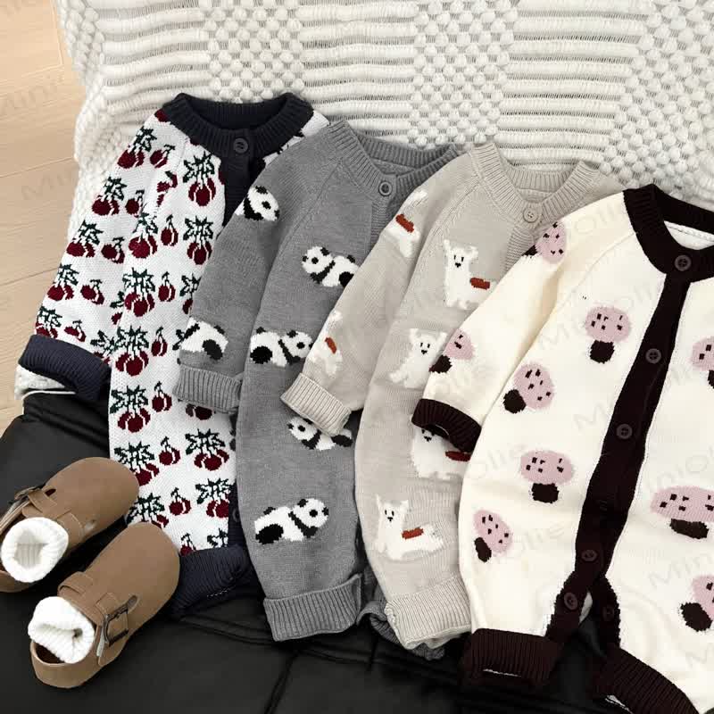 Baby Grey Animal Jacquard Romper - image 3