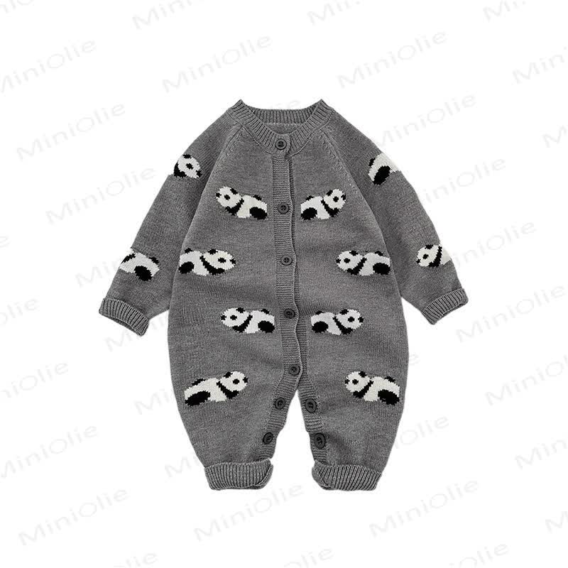 Baby Grey Animal Jacquard Romper - image 9