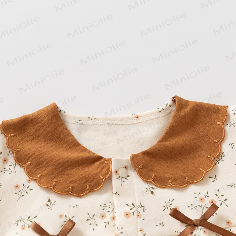 Baby Toddler Girl Brown Floral Top and Leggings 2-piece Set - image 3