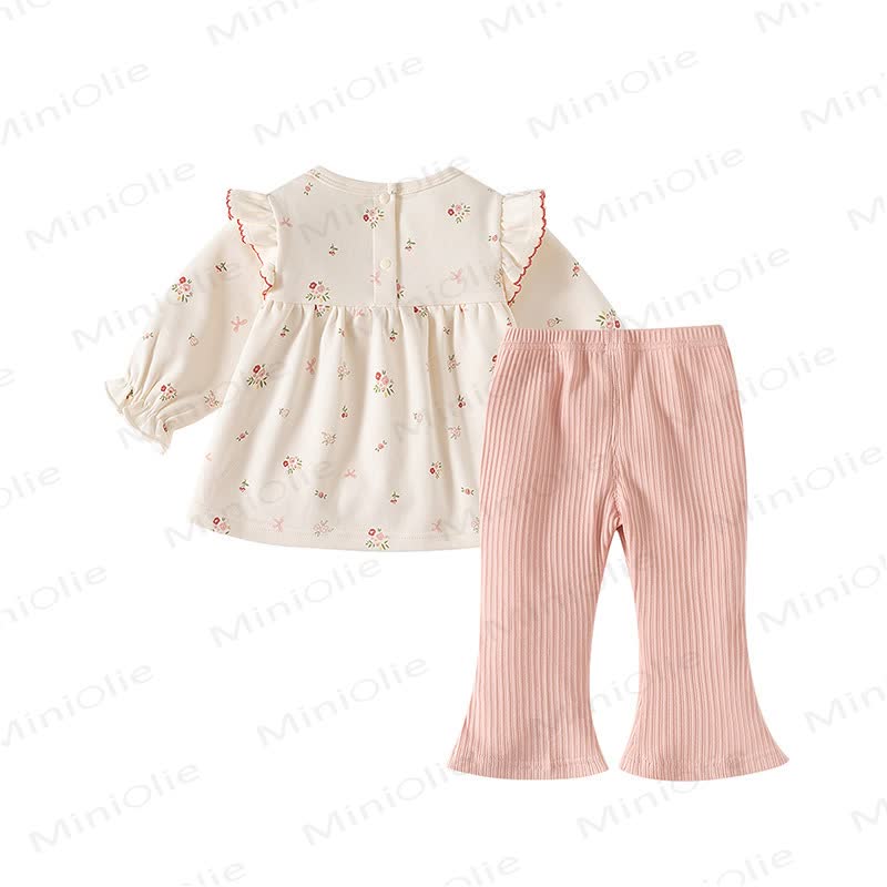 Baby Toddler Girl Pink Floral Top and Flared Pants 2-piece Set - image 2