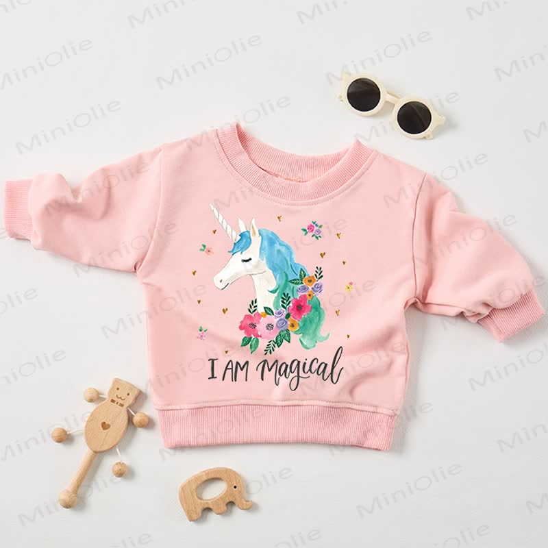 I AM MAGICAL Baby Girl Unicorn Pink Sweatshirt - Pink - 2-3T - image 1
