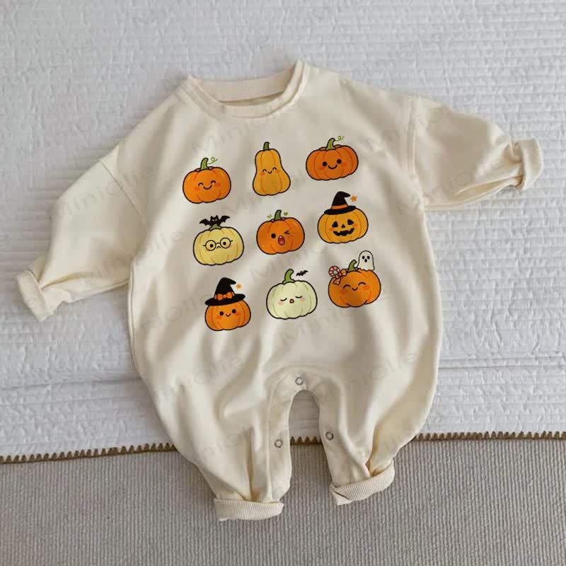 Baby Toddler Pumpkins Print Beige Romper - Beige - 2-3T - image 1