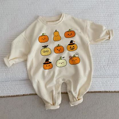 Baby Toddler Pumpkins Print Beige Romper - Beige - 2-3T - image 1