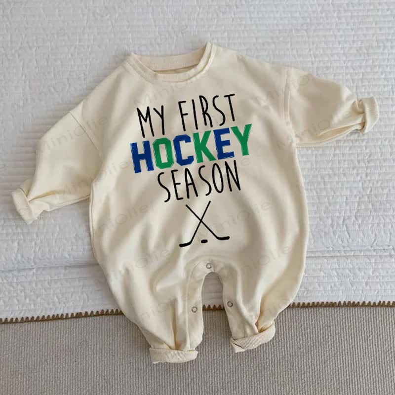 MY FIRST HOCKEY SEASON Baby Toddler Beige Romper - Beige - 2-3T - image 1