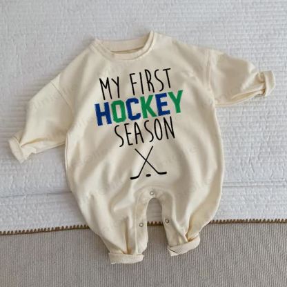 MY FIRST HOCKEY SEASON Baby Toddler Beige Romper - Beige - 2-3T - image 1