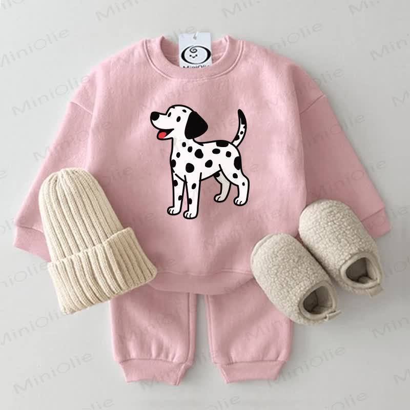 Baby Dalmatian Print Sweatshirt 2-piece Set - Pink - 2-3T - image 2