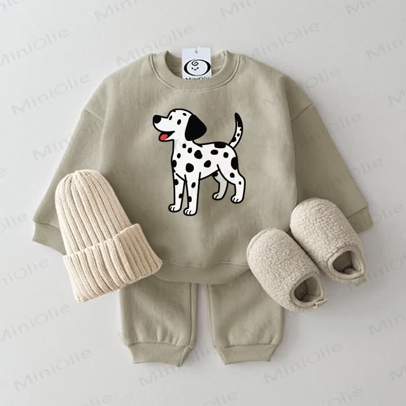 Baby Dalmatian Print Sweatshirt 2-piece Set - Grey Green - 2-3T - image 1