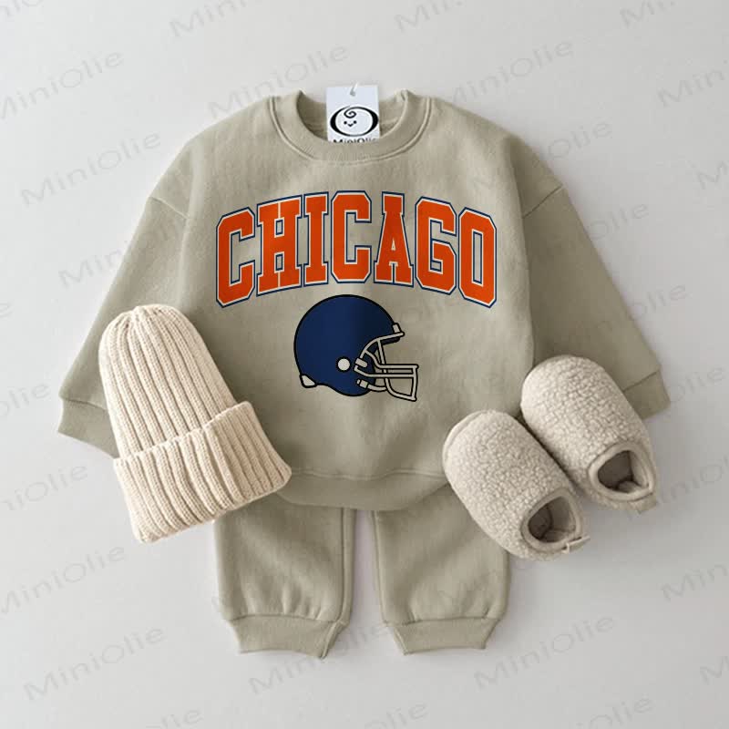 CHICAGO Baby Football Sweatshirt 2-piece Set - Grey Green - 2-3T - image 2