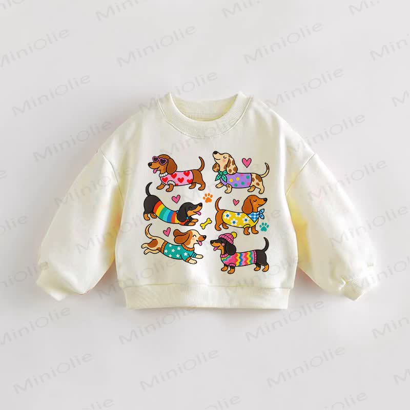 Baby Toddler Daschund Print Cream Sweatshirt - Cream - 3-5T - image 1