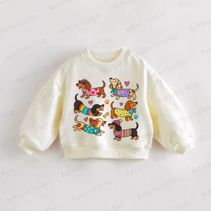 Baby Toddler Daschund Print Cream Sweatshirt - Cream - 3-5T - image 1
