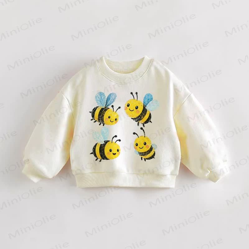 Baby Toddler Bees Print Cream Sweatshirt - Cream - 3-5T - image 1