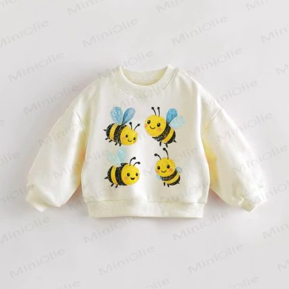 Baby Toddler Bees Print Cream Sweatshirt - Cream - 3-5T - image 1