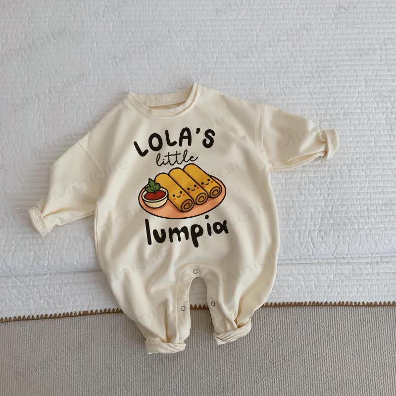 LOLA'S LITTLE LUMPIA Baby Toddler Food Print Beige Romper - Beige - 2-3T - image 1