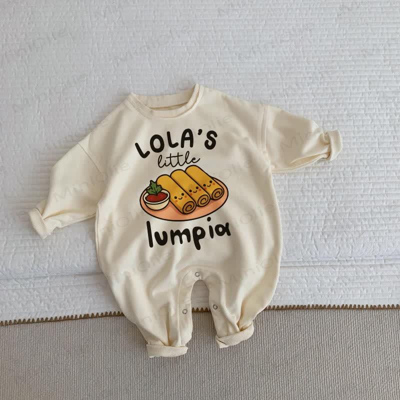 LOLA'S LITTLE LUMPIA Baby Toddler Food Print Beige Romper - Beige - 2-3T - image 1