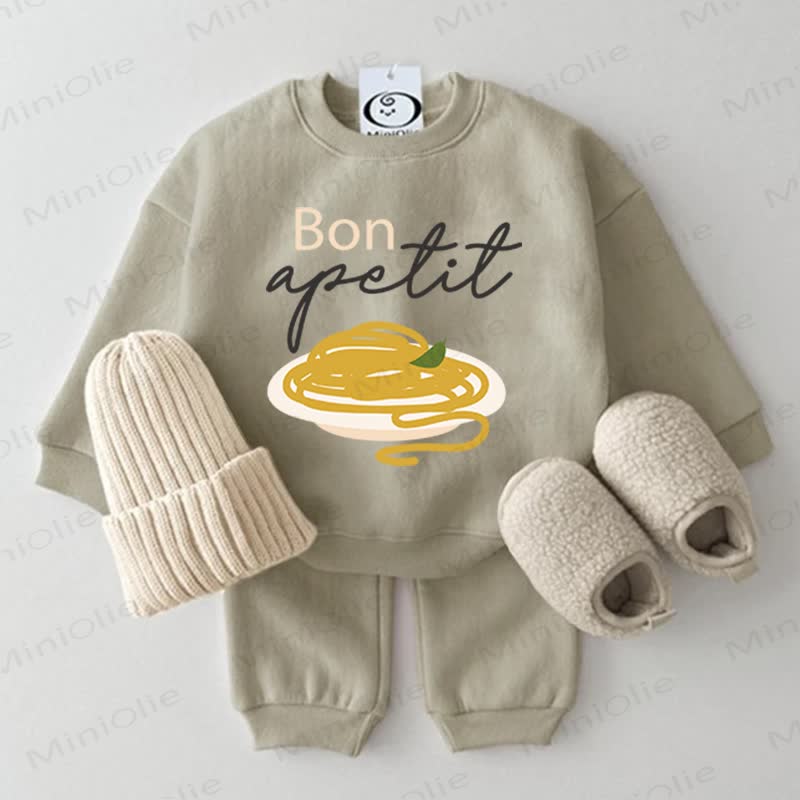 BON APETIT Baby Grey Green Sweatshirt 2-piece Set - Grey Green - 2-3T - image 1