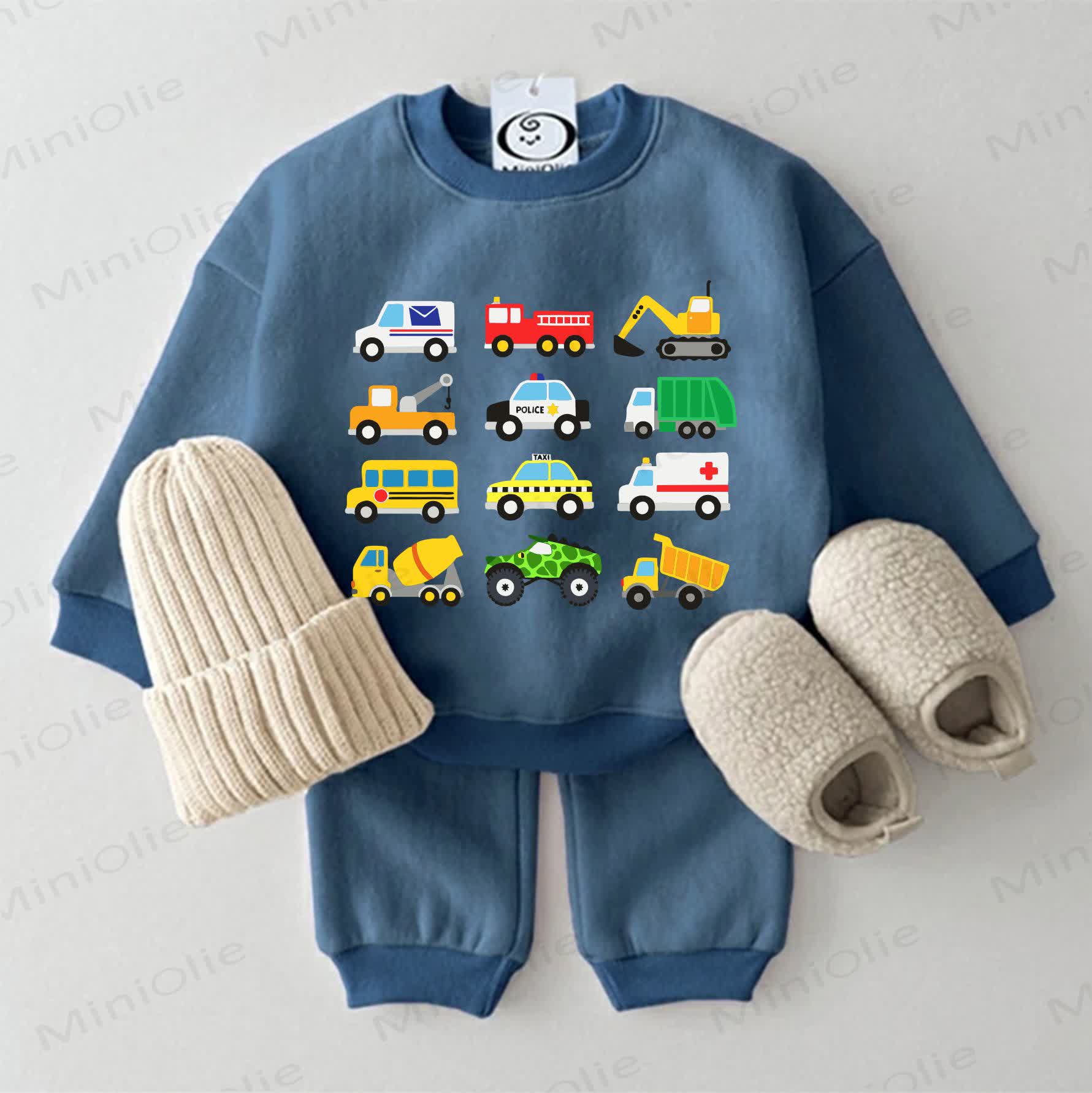 Baby  Car Sweatshirt 2-piece Blue Set - Blue - 2-3T - image 1