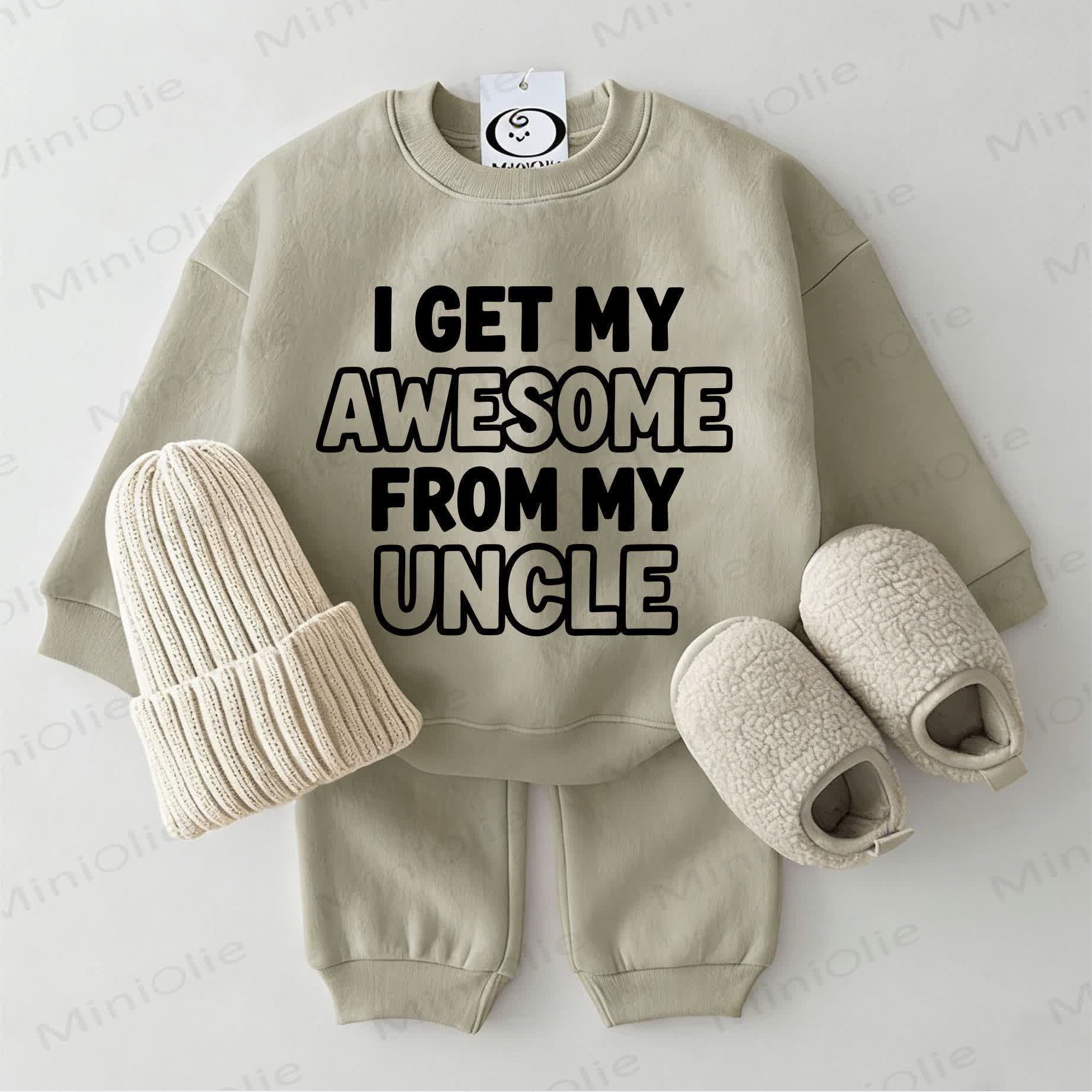 I GET MY AWESOME FROM MY UNCLE Baby Sweatshirt 2-piece Set - Grey Green - 2-3T - image 1