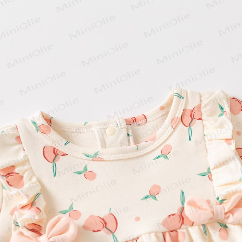 Baby Toddler Girl Apricot Flower Print Long Sleeve Top and Pants 2-piece Set - image 3