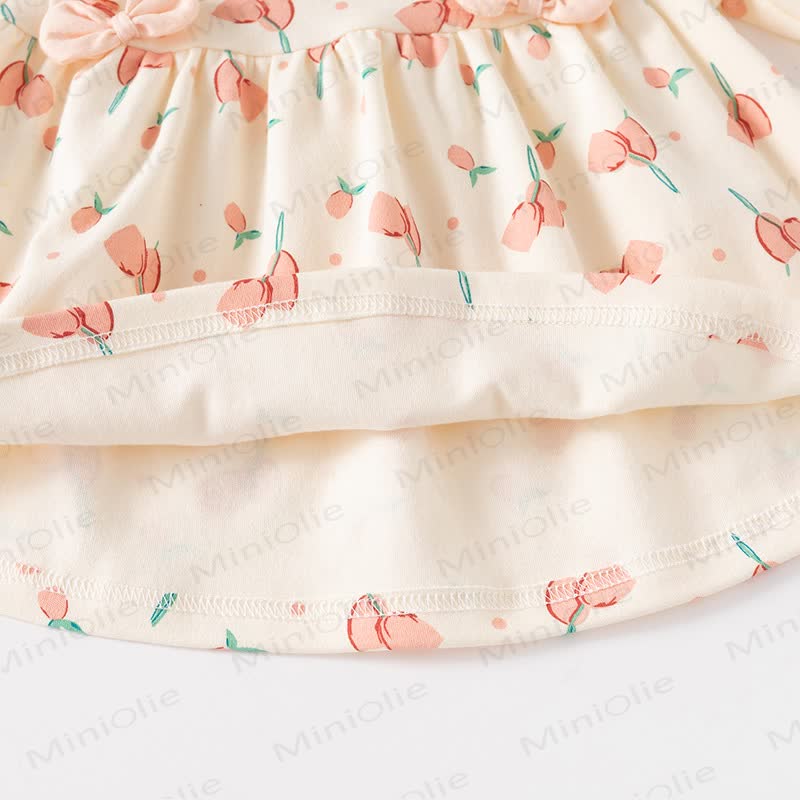 Baby Toddler Girl Apricot Flower Print Long Sleeve Top and Pants 2-piece Set - image 4