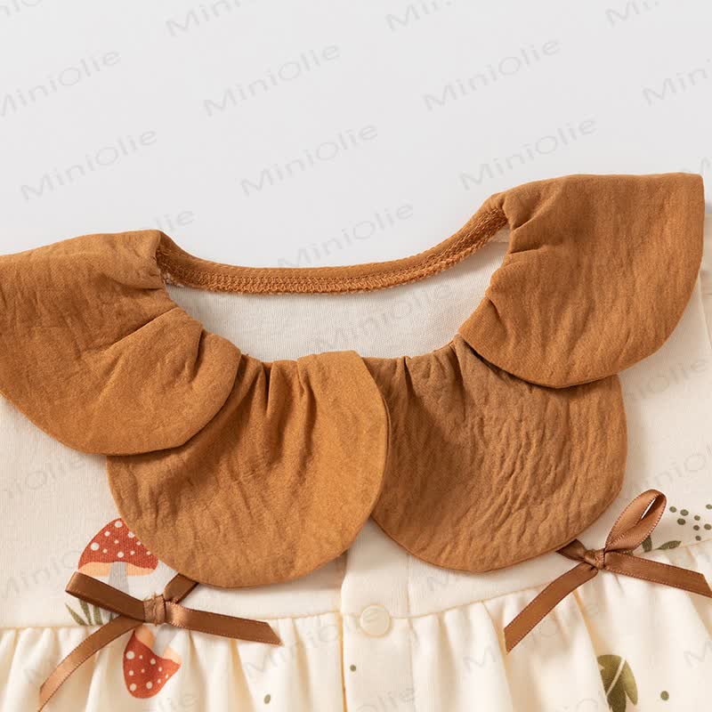 Baby Toddler Girl Brown Mushroom Floral 2-piece Set - image 3