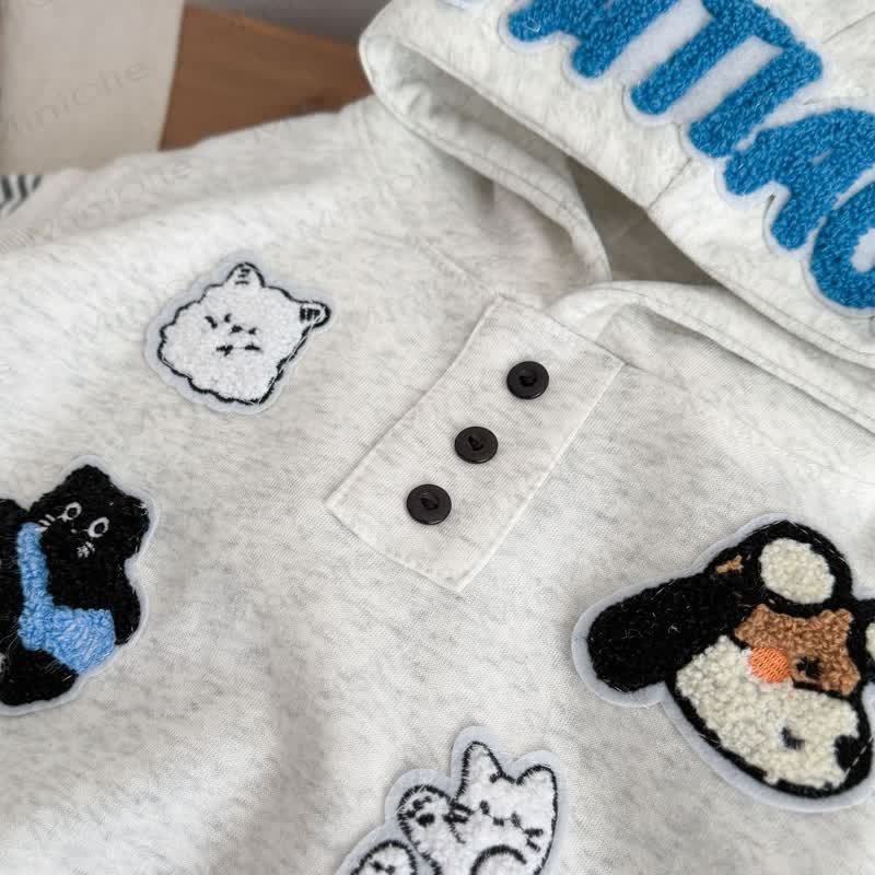 Toddler Gray Animal Patch Hoodie and Jogger 3-piece Set - image 4