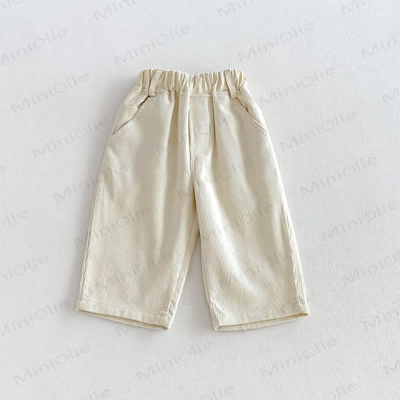 Baby Toddler Solid Color Corduroy Straight Leg Pants - Beige - 4-5T - image 2