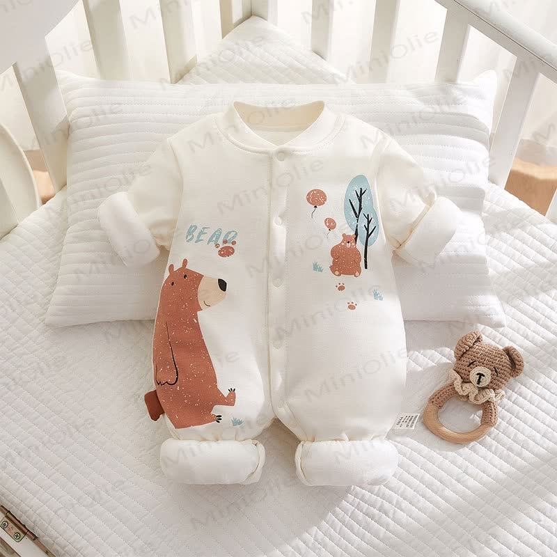 Baby Animal Print Padded Romper - Bear - 18-24M - image 4