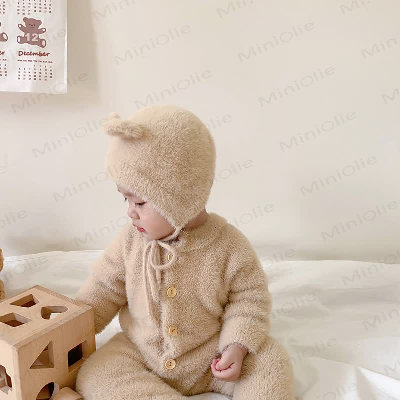 Baby Fleece Bear Ear Footed Romper with Hat - image 5