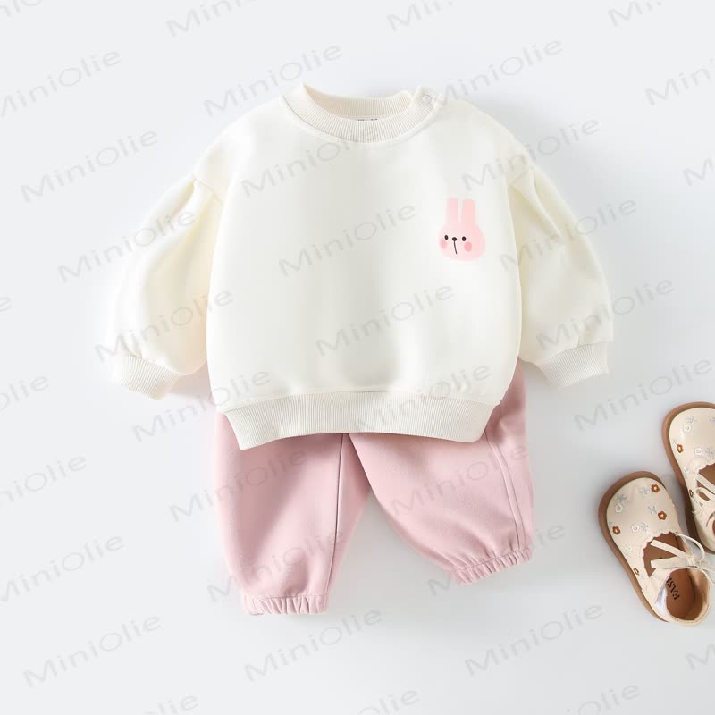 Baby Toddler Girl Bunny Sweatshirt and Jogger 2-piece Set - Pink - 2-3T - image 2