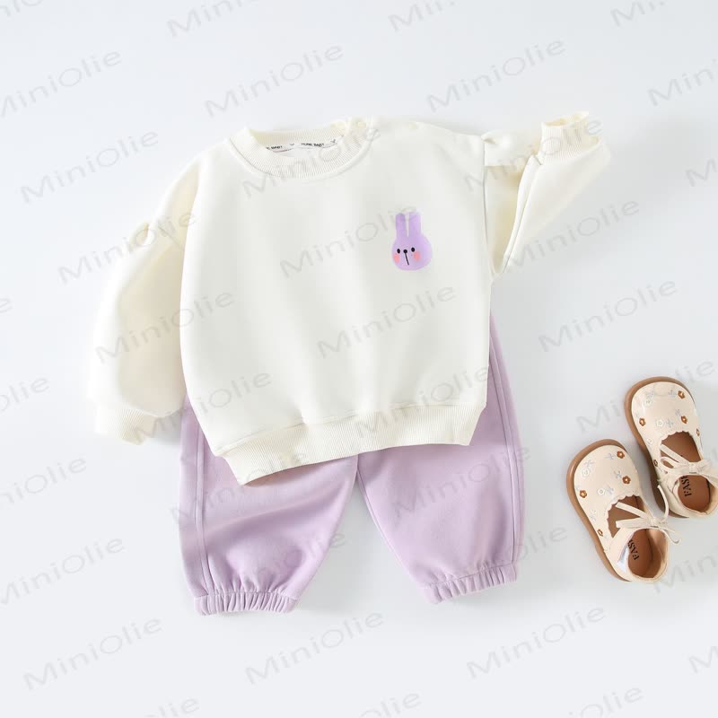 Baby Toddler Girl Bunny Sweatshirt and Jogger 2-piece Set - Purple - 2-3T - image 3