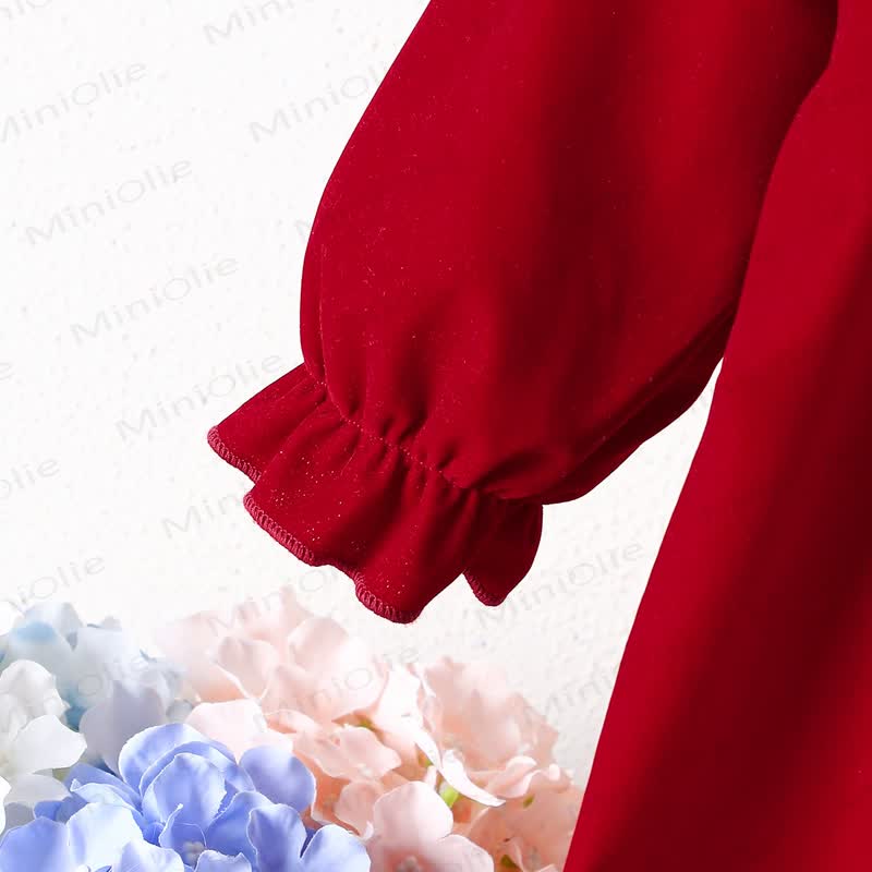 Baby Toddler Girl Red Bow Embroidery Dress - image 5