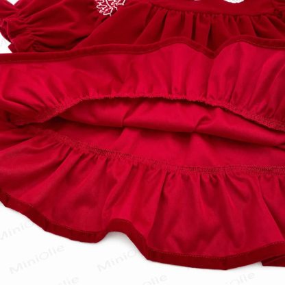 Baby Toddler Girl Red Velvet Lace Collar Christmas Dress - image 7