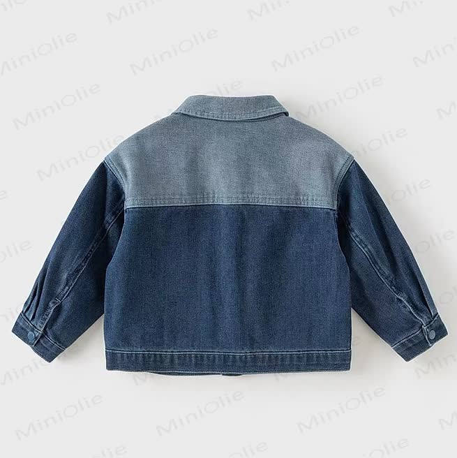 POWERFUL Toddler Baby Color Block Letter Embroidered Denim Jacket - image 2