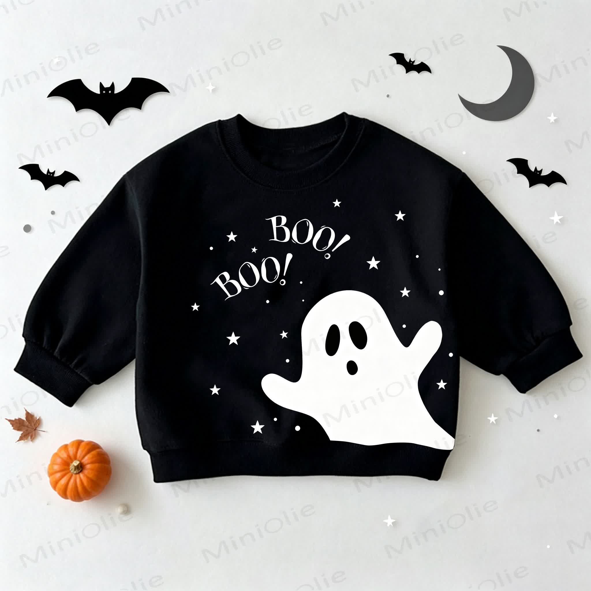 BOO! BOO! Baby Toddler Ghost Black Sweatshirt - Black - 3-5T - image 1