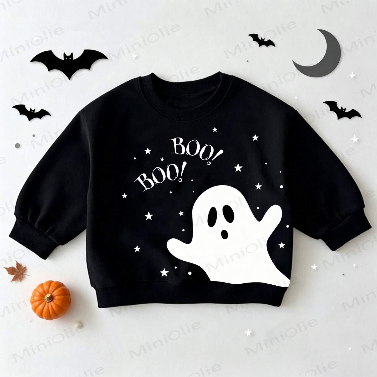 BOO! BOO! Baby Toddler Ghost Black Sweatshirt - Black - 3-5T - image 1
