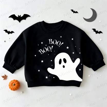 BOO! BOO! Baby Toddler Ghost Black Sweatshirt - Black - 3-5T - image 1