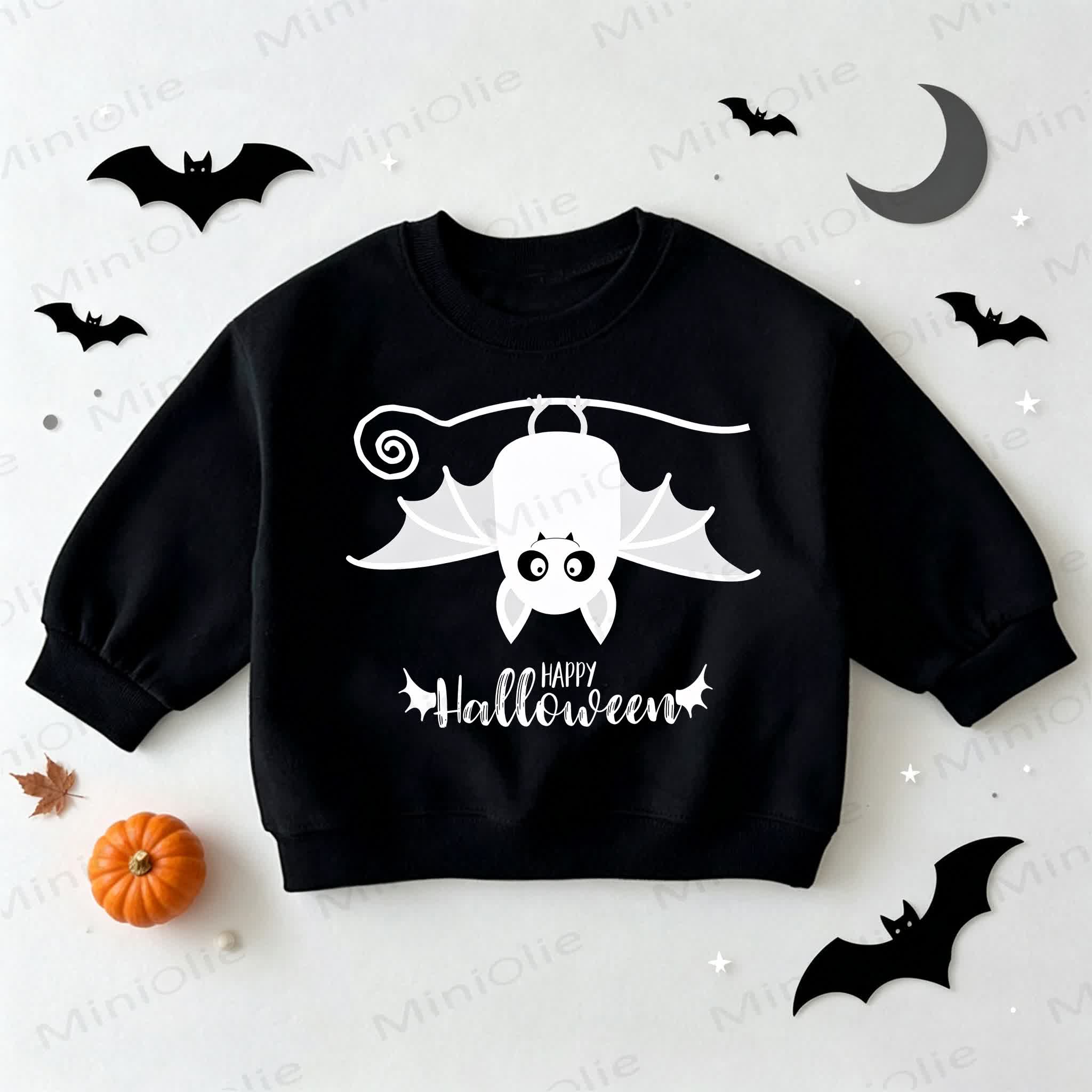 HAPPY HALLOWEEN Baby Toddler Bat Black Sweatshirt - Black - 3-5T - image 1