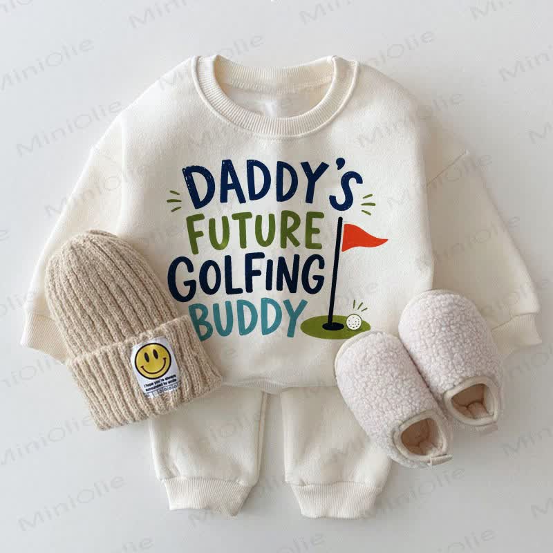 DADDY'S FUTURE GOLFING BUDDY Baby White Sweatshirt 2-piece Set - White - 2-3T - image 1